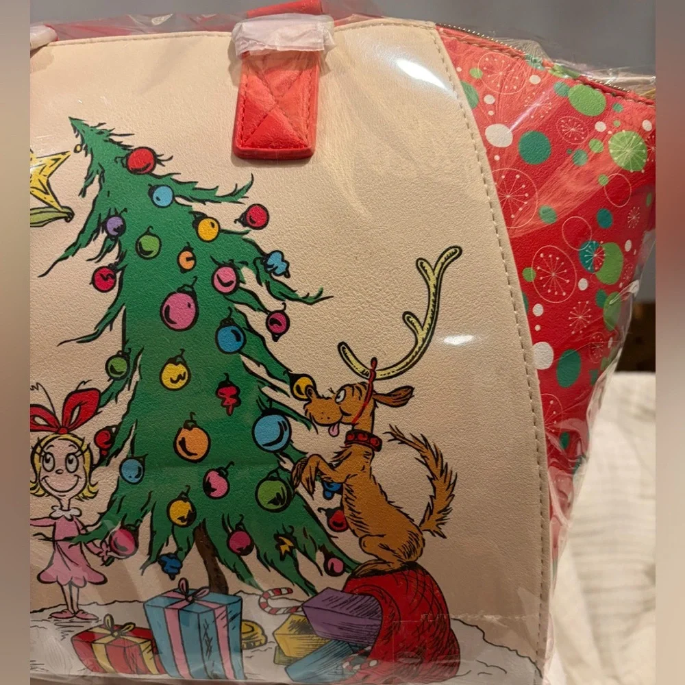 Loungefly Dr. Seuss How The Grinch Stole Christmas! Trio Tree Satchel Bag NEW - Picture 3 of 5